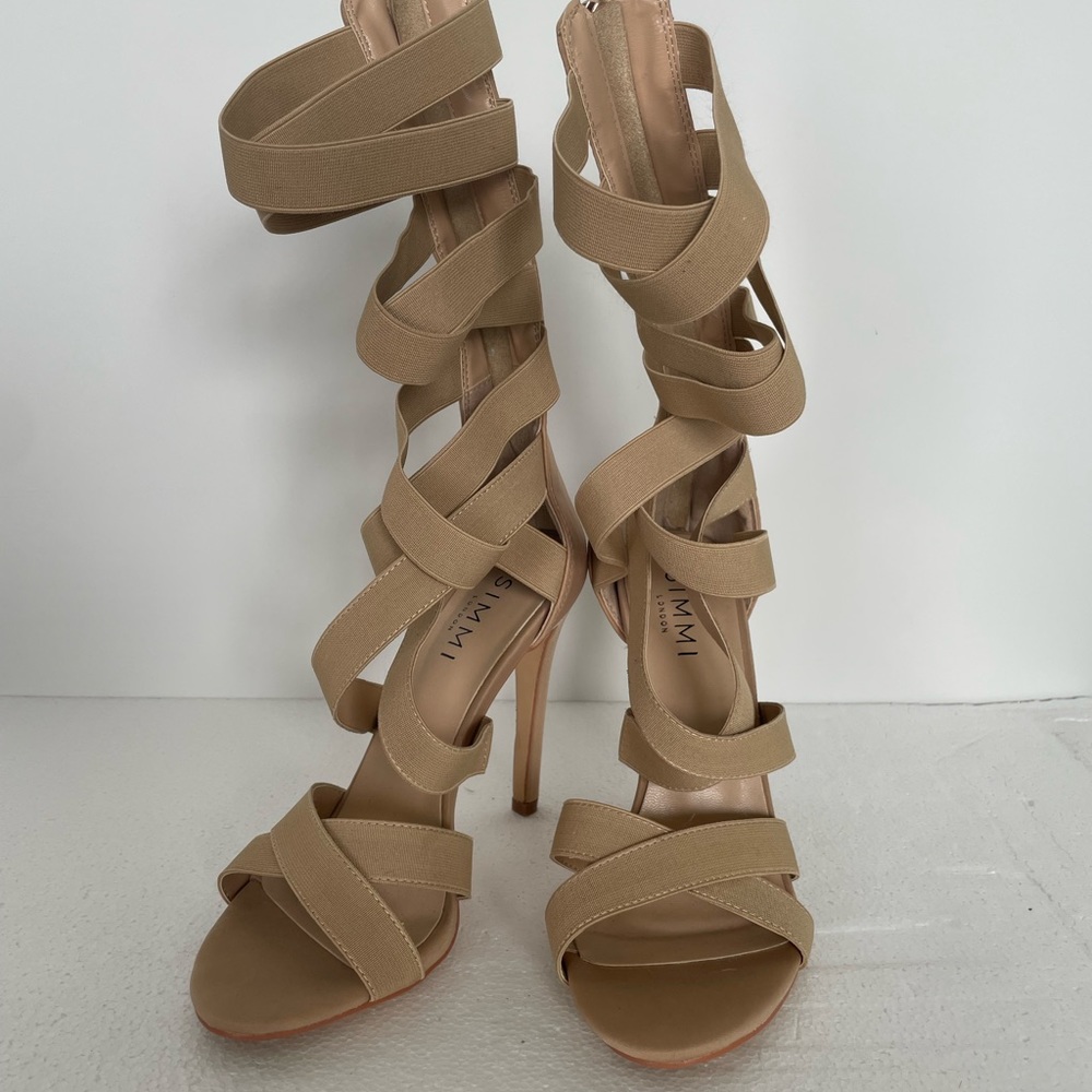 Calf height Strappy Nude Heels